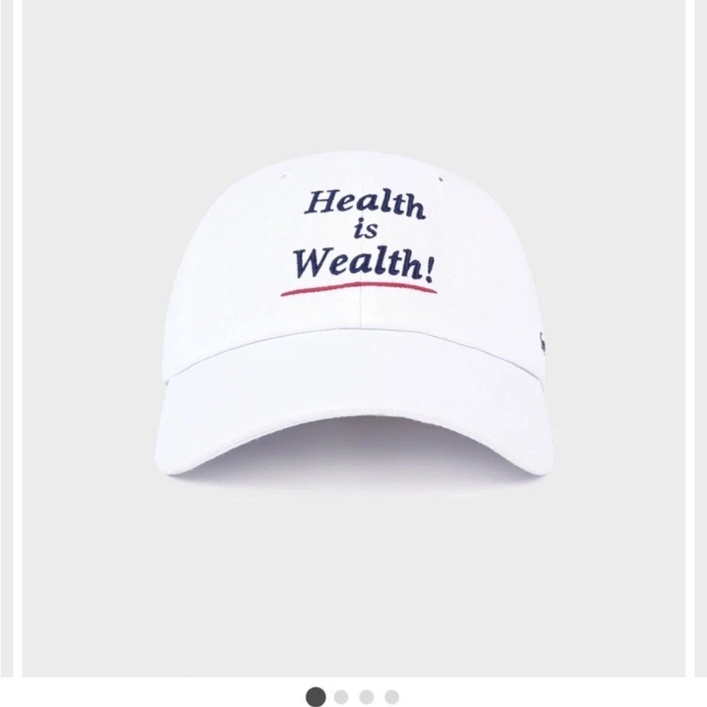 Sporty & Rich White Hat with Navy and Red Stitching